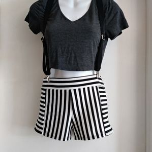 Chocolate Striped Suspender Woman Shorts. Stiped Mini Shorts. Sexy Shorts